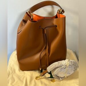 Ralph Lauren Brown Leather Bucket Bag